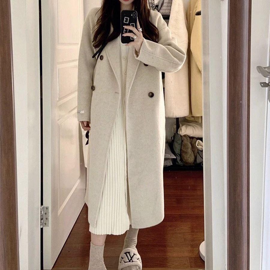 Damen Herbst und Winter Neue Koreanische Version Lose Zweireiher Mode Mantel Mantel XS von Joom DACH