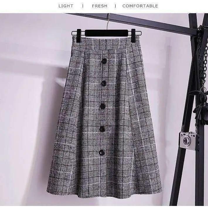 Damen Herbst und Winter Plaid Retro Tweed Halbkörper Rock Temperament Eleganter Halbkörper Rock L von Joom DACH
