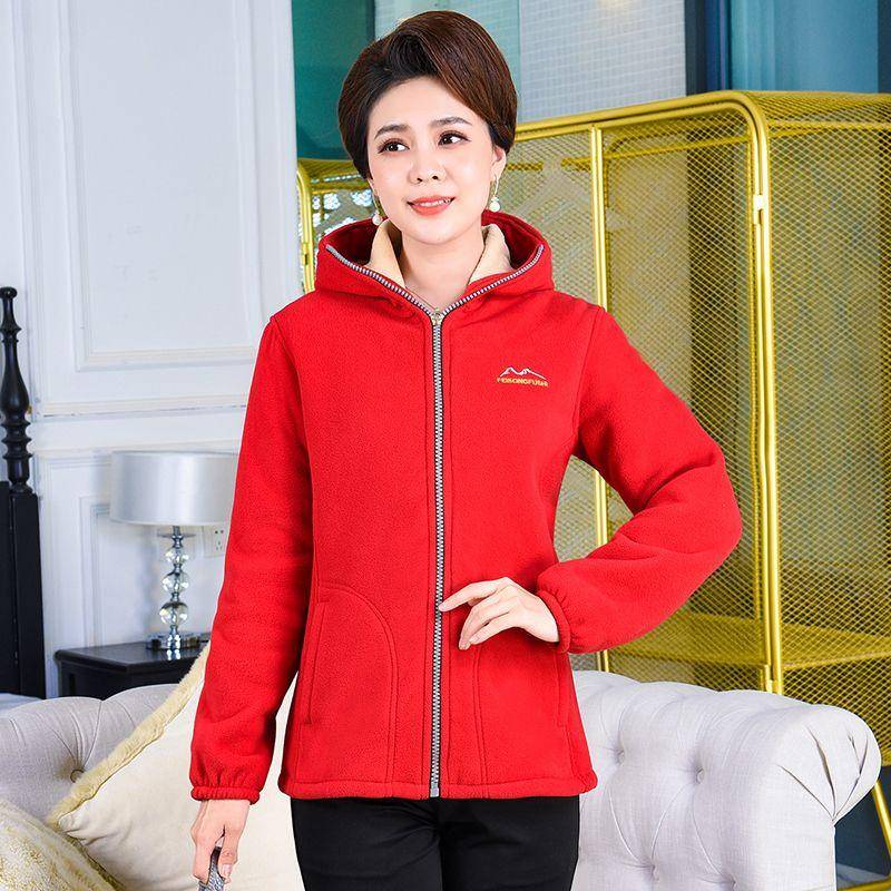 Damen Herbst und Winter Polar Fleece Damen Kapuzenjacke Plus Samt Warm Fleece Pullover Lose Große Größe XXL von Joom DACH