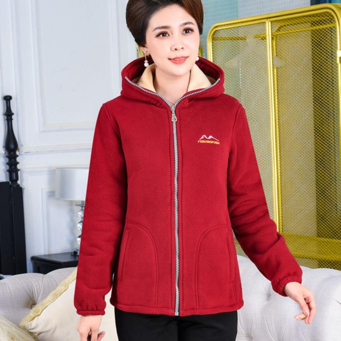 Damen Herbst und Winter Polar Fleece Damen Kapuzenjacke Plus Samt Warm Fleece Pullover Lose Große Größe XXL von Joom DACH