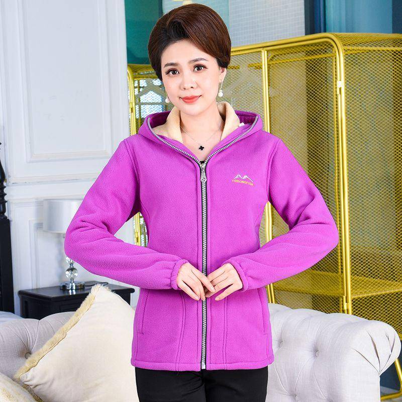 Damen Herbst und Winter Polar Fleece Damen Kapuzenjacke Plus Samt Warm Fleece Pullover Lose Große Größe XXL von Joom DACH