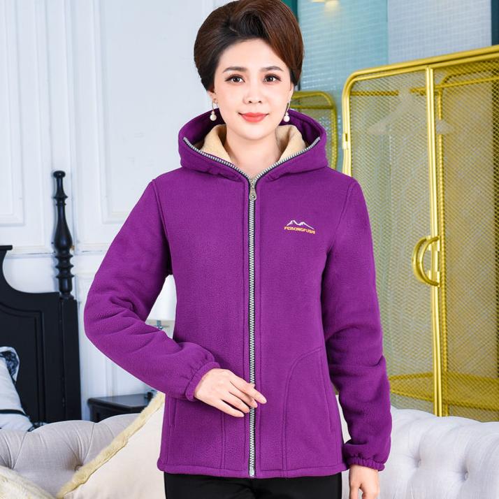 Damen Herbst und Winter Polar Fleece Damen Kapuzenjacke Plus Samt Warm Fleece Pullover Lose Große Größe XXL von Joom DACH
