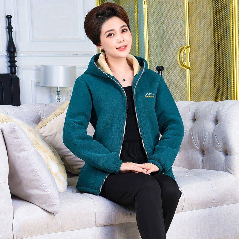 Damen Herbst und Winter Polar Fleece Damen Kapuzenjacke Plus Samt Warm Fleece Pullover Lose Große Größe XXXXL pfau blau von Joom DACH