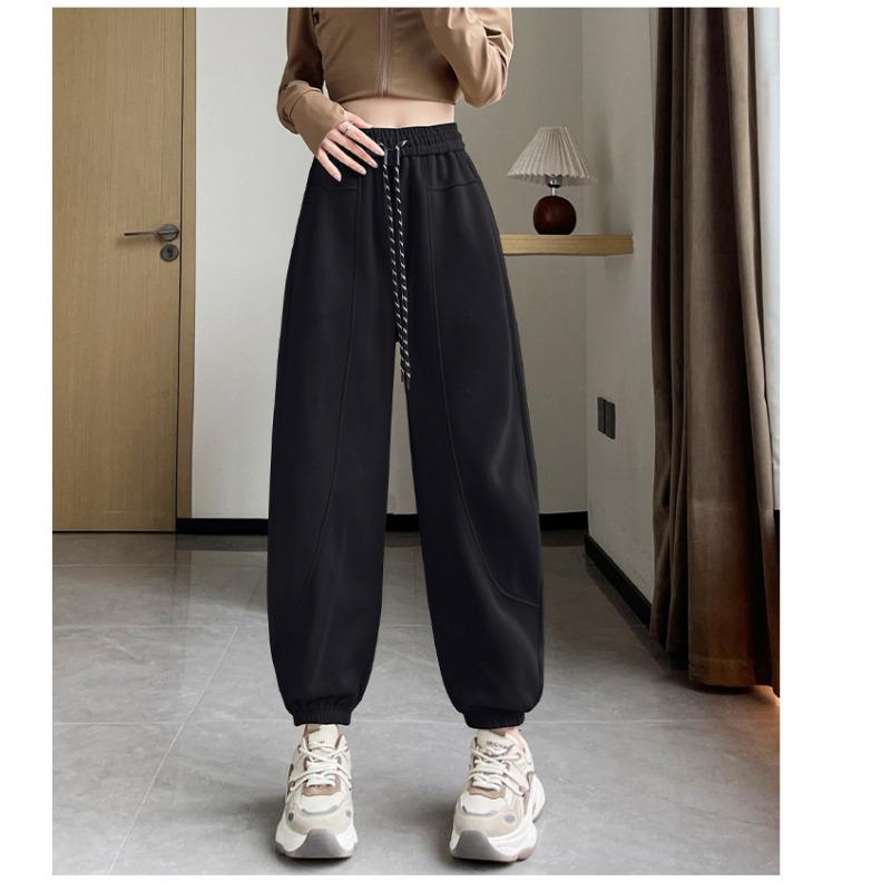 Damen Herbst- und Winter-Samt-Harlan-Hose mit hohem Bund, Korsett-Stil, klein, locker und dünn 2XL von Joom DACH