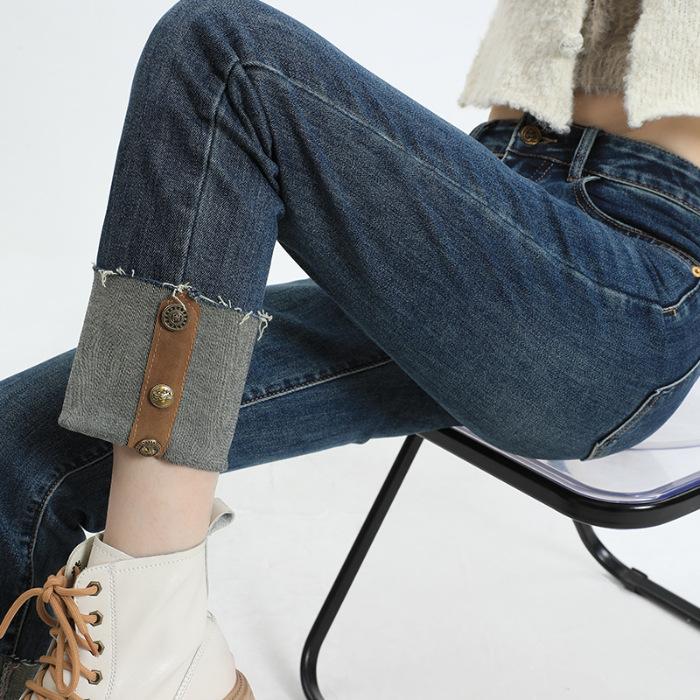 Damen Herbst und Winter Süße und Coole Damenbekleidung Hohe Taille Kleine Gerade Jeans Damen Herbst und Winter 2XL von Joom DACH