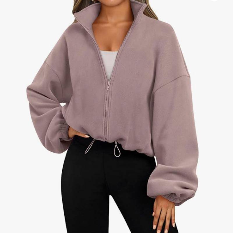Damen Herbst und Winter Übergröße Lockerer Stehkragen Cardigan Reißverschluss Sweatshirt M von Joom DACH