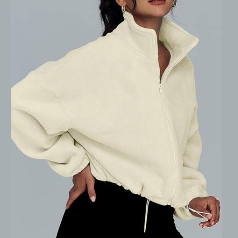 Damen Herbst und Winter Übergröße Lockerer Stehkragen Cardigan Reißverschluss Sweatshirt M von Joom DACH