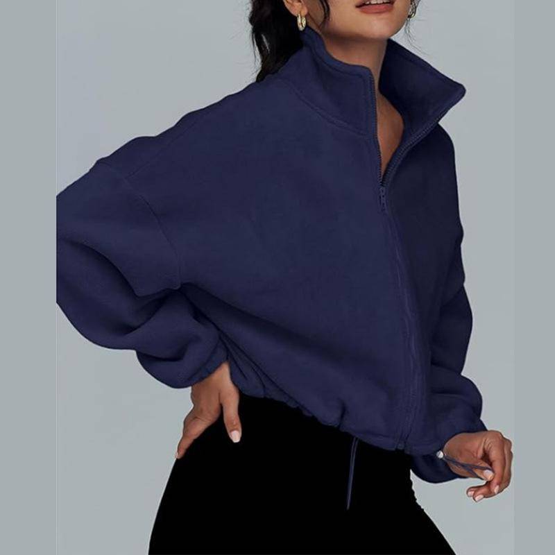 Damen Herbst und Winter Übergröße Lockerer Stehkragen Cardigan Reißverschluss Sweatshirt S von Joom DACH