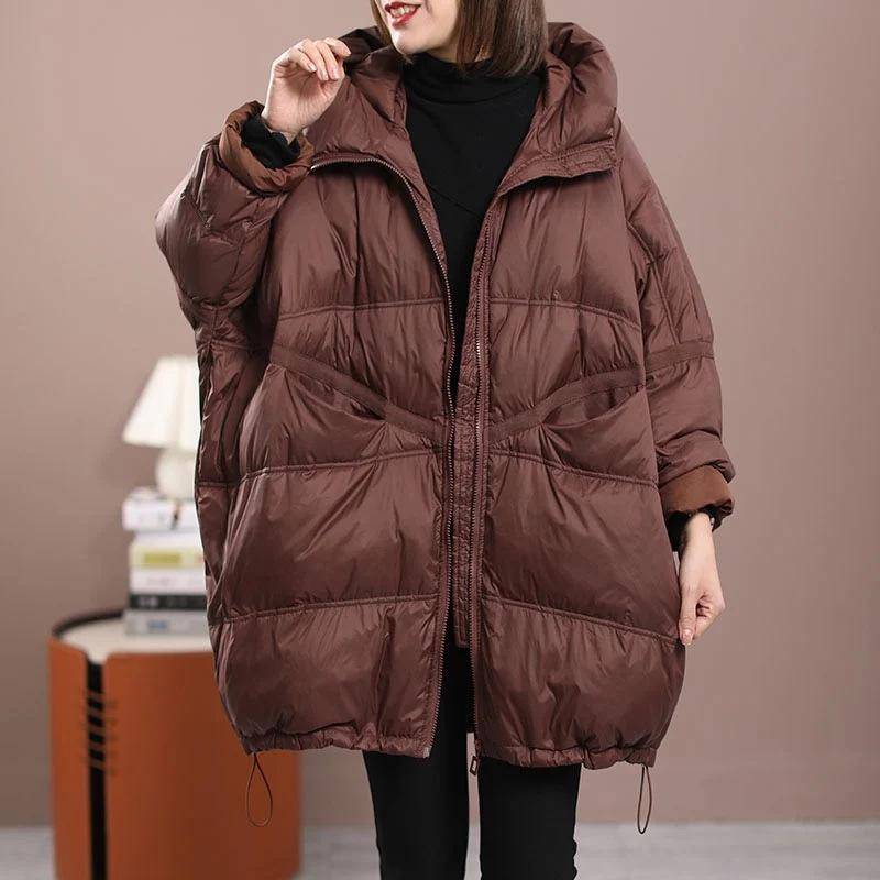 Damen Herbst und Winter Übergröße Verdickte Daunenjacke mit Kapuze Mittellange, lockere, warme Oberbekleidung L von Joom DACH