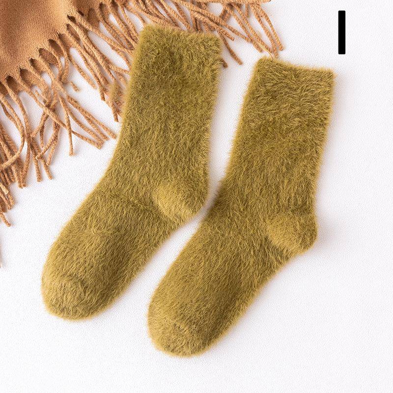 Damen-Herbst- und Winter-warme Nerz-Fleece-Schlauchsocken, Plüsch-Schlafsocken, mittlere Waden-Strumpfwaren-Socke von Joom DACH