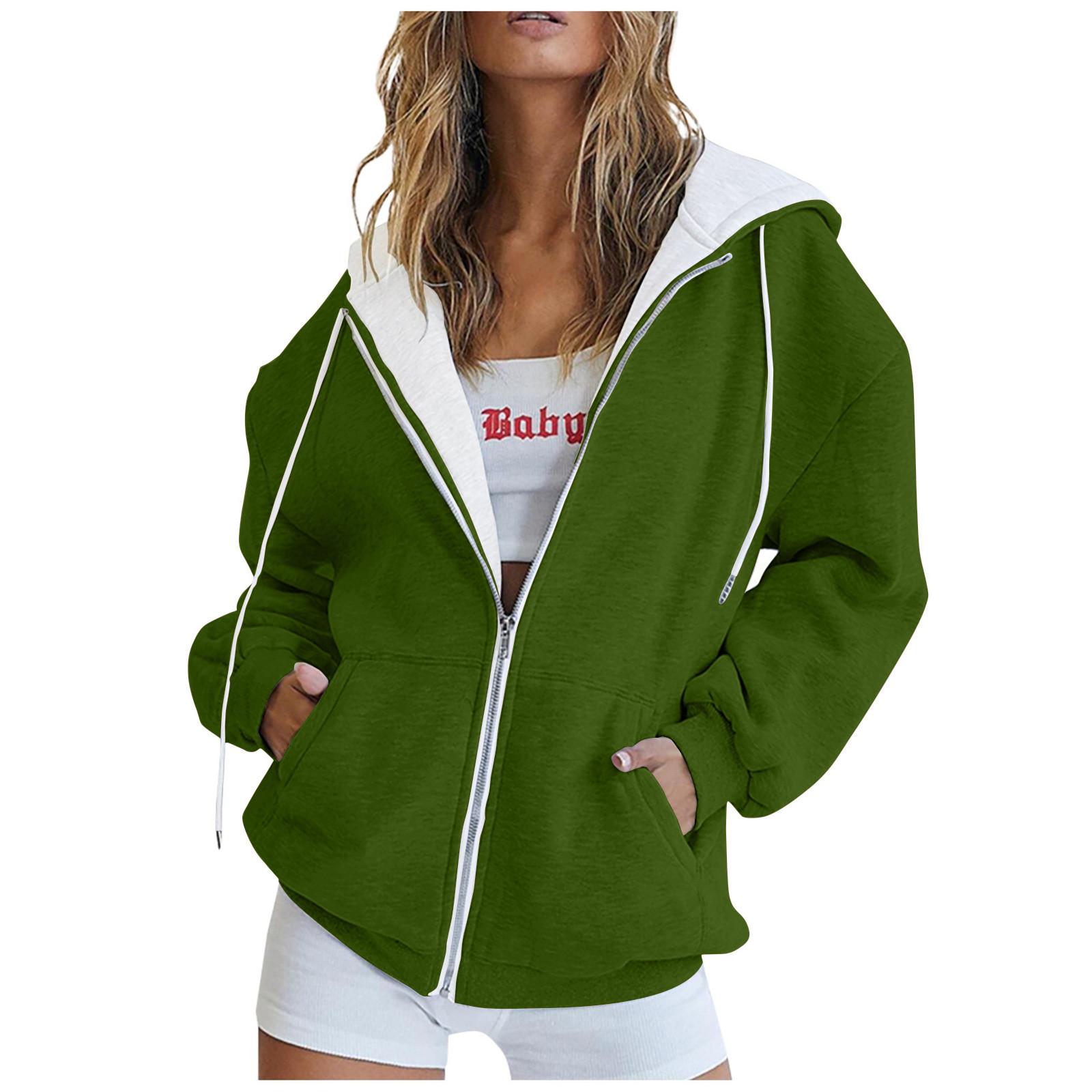 Damen Herbstmode Reißverschluss Hoodie Langarm Kapuzenpullover Sweatshirt Lässige Einfarbige Oberteile Mit Taschen L dunkelgrüne Damen Herbstmode Reißverschluss Hoodie Langarm Kapuzenpullover Sweatshirt Lässige Einfarbige Oberteile Mit Taschen L dunkelgrüne von Joom DACH