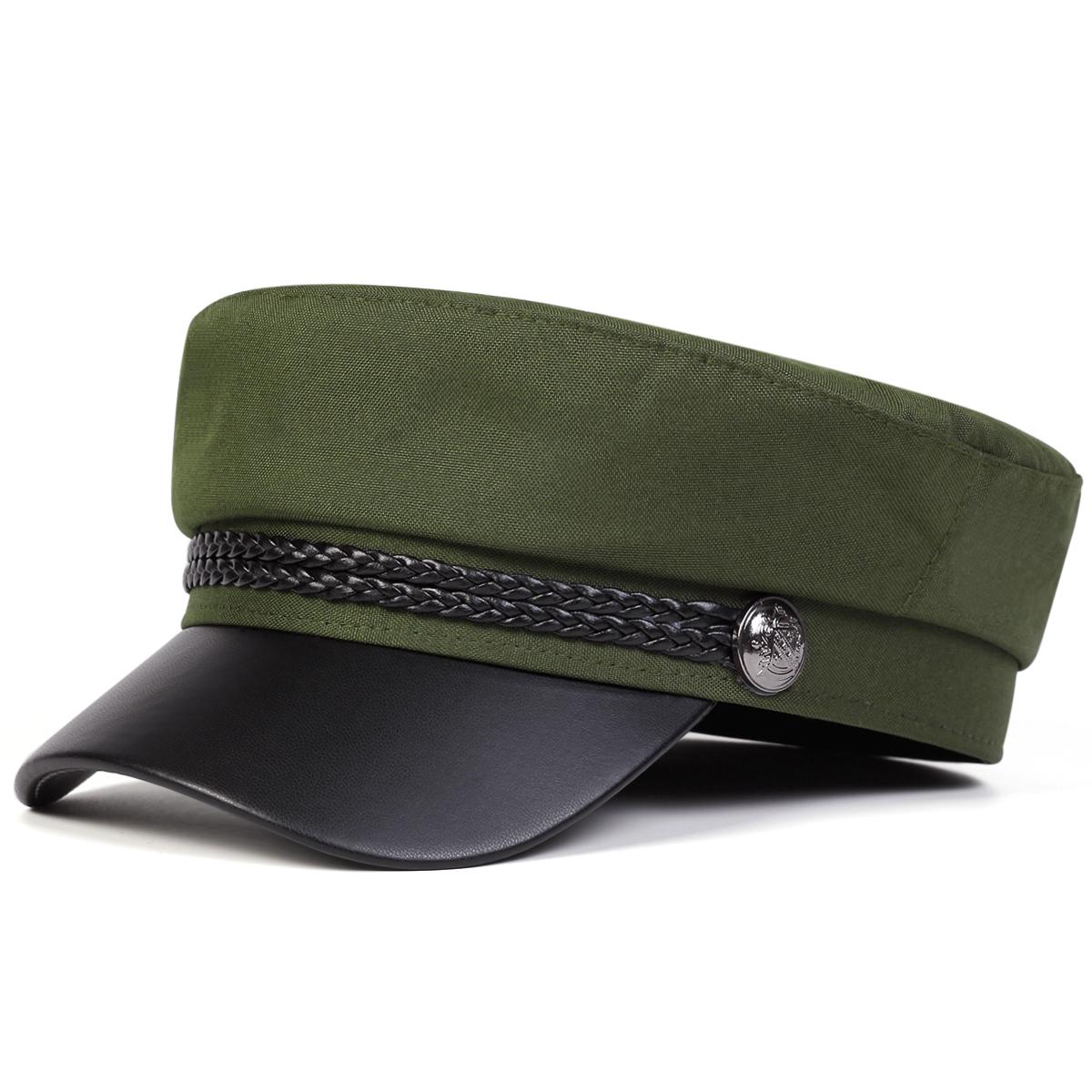 Damen Herren Hut Frühling Herbst Matrosenhüte Schwarz Damen Baskenmützen Flache Kappe Kapitänsmütze Reise Kadettenmütze Achteckiger Hut armee grüne von Joom DACH