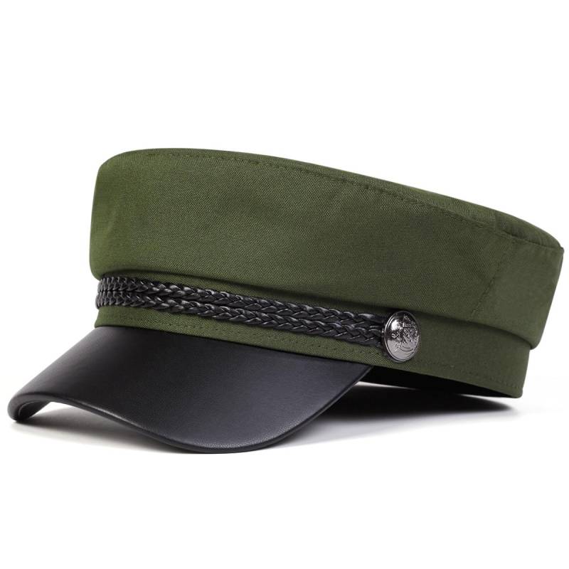 Damen Herren Hut Frühling Herbst Matrosenhüte Schwarz Damen Baskenmützen Flache Kappe Kapitänsmütze Reise Kadettenmütze Achteckiger Hut armee grüne von Joom DACH