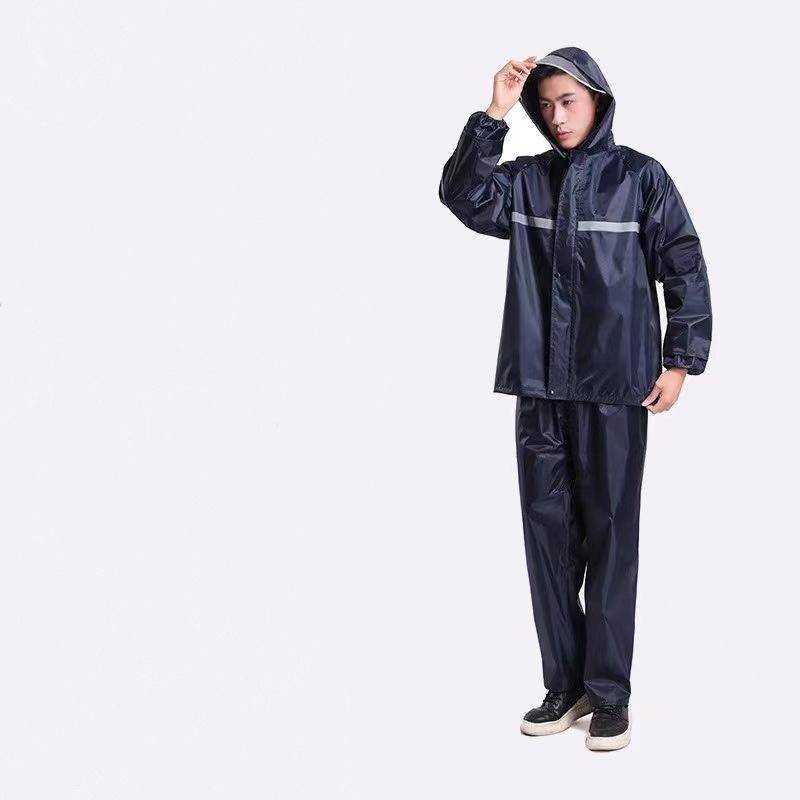 Damen Herren Outdoor Wasserdichte Regenbekleidung mit Reflektorstreifen Kapuzenmantel & Hose Regenkombi XXL von Joom DACH