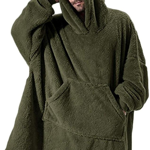 Damen Herren Übergroßes Kapuzen-Sweatshirt, Fleece-Hoodies, Decke, bequemer Pullover, Decke, Heimkleidung One Size armee grüne von Joom DACH