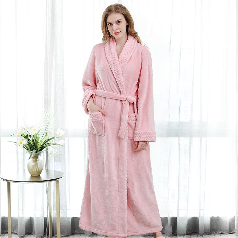 Damen Herren Warmer mehrarmiger Korallensamt-Bademantel Winter Verdickter Flanell Warmer Kimono Morgenmantel Braut XL von Joom DACH