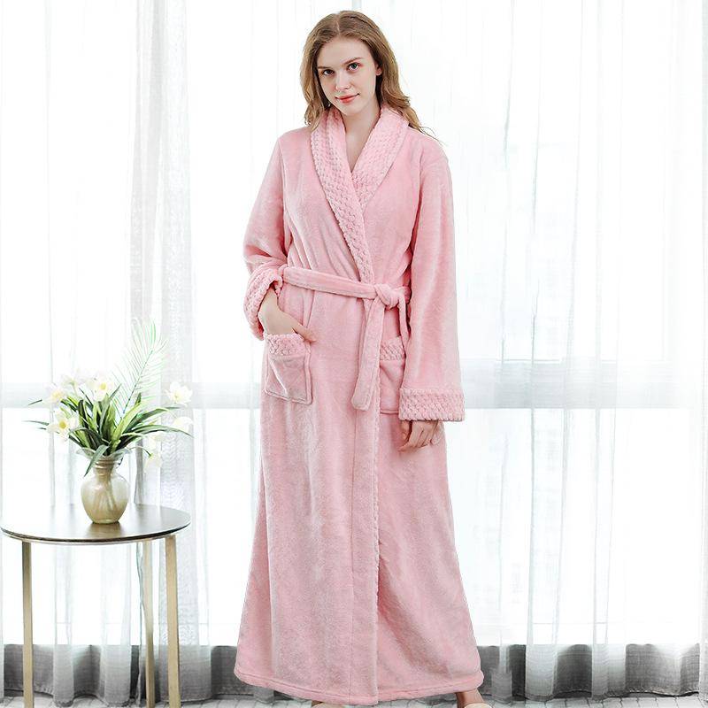Damen Herren Warmer mehrarmiger Korallensamt-Bademantel Winter Verdickter Flanell Warmer Kimono Morgenmantel Braut XL von Joom DACH