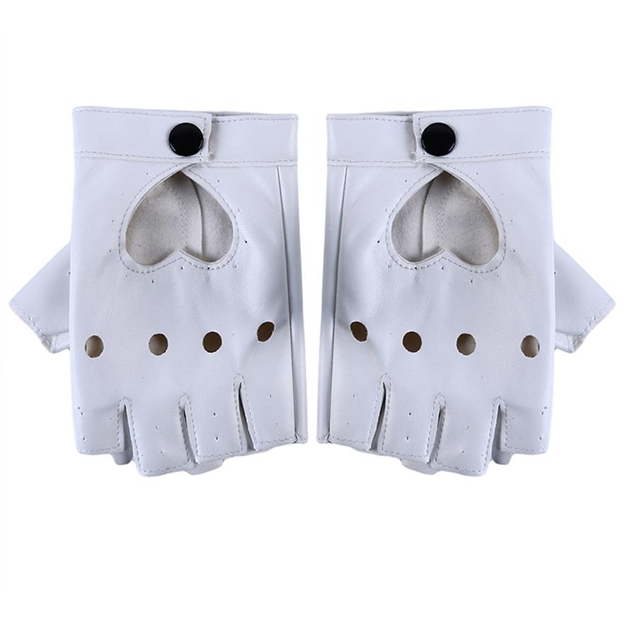 Damen-Herz-Halbfinger-Handschuhe, Tanzhandschuhe, PU-Leder, fingerlose Handschuhe weiß von Joom DACH