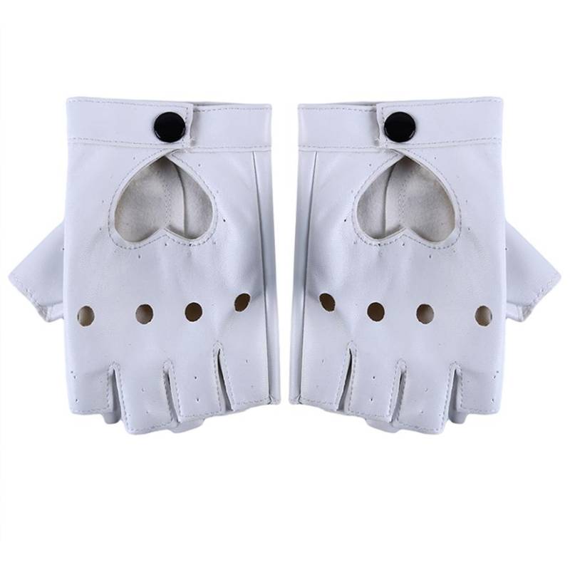 Damen-Herz-Halbfinger-Handschuhe, Tanzhandschuhe, PU-Leder, fingerlose Handschuhe weiß von Joom DACH
