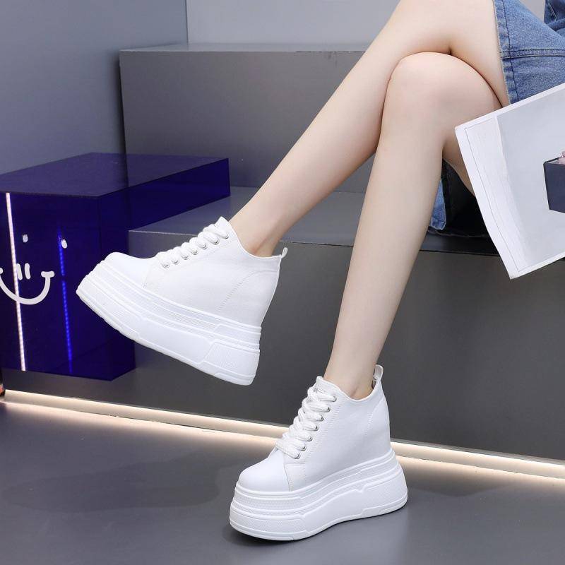 Damen High Heel 12cm Canvas Schuhe Herbst Neue All-Match Plattform Plattform 10cm Kleine Damenschuhe 40 von Joom DACH