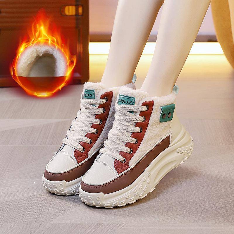 Damen High Top Samt Baumwolle Sportschuhe mit Lammfell für den Winter 40 rot von Joom DACH