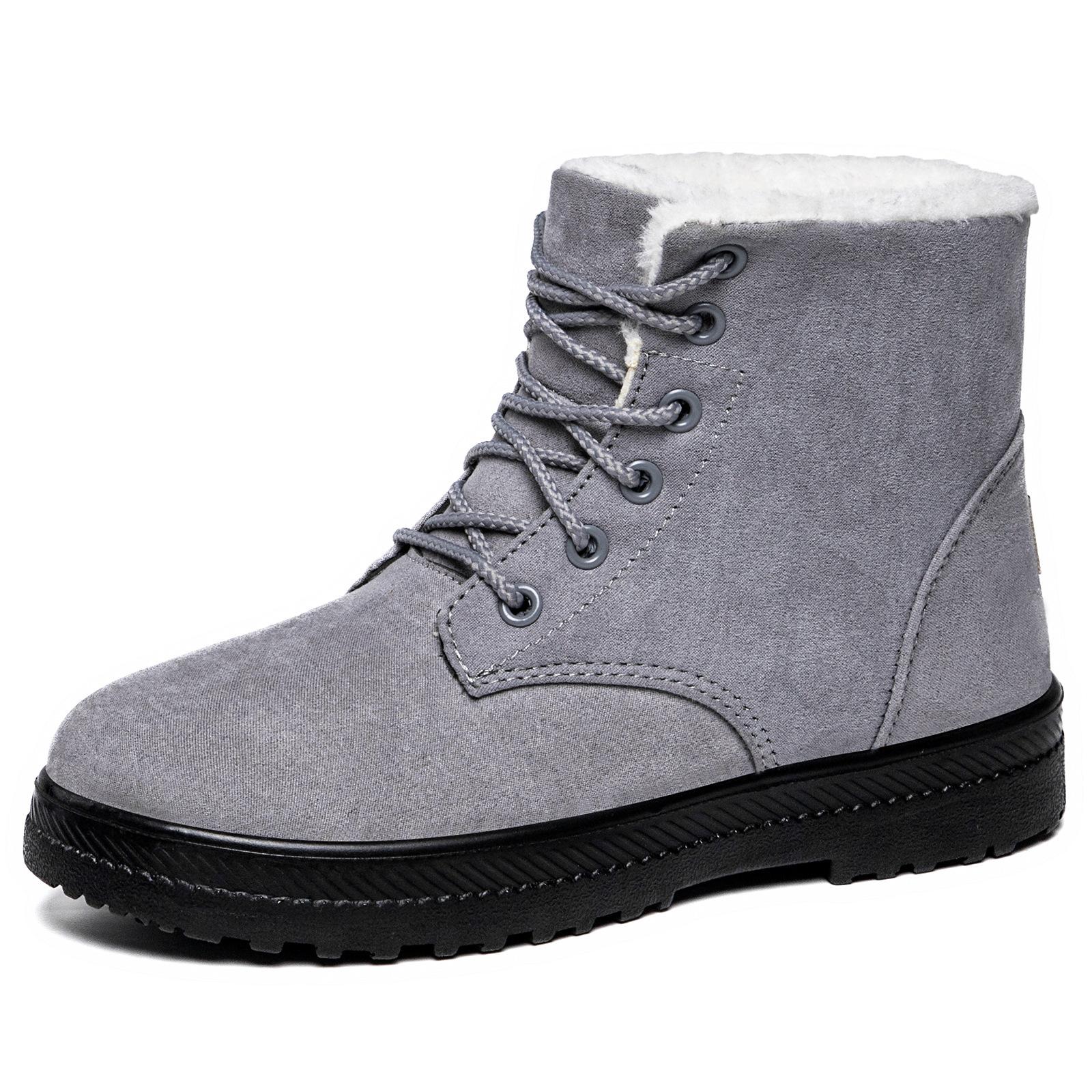 Damen High Top Schneestiefel 2025 Wintertrend Herren Damen Warme Lässige Baumwollschuhe Wildleder Bequem Neutrale Laufschuhe 35-44 35 graue von Joom DACH