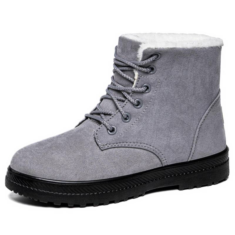 Damen High Top Schneestiefel 2025 Wintertrend Herren Damen Warme Lässige Baumwollschuhe Wildleder Bequem Neutrale Laufschuhe 35-44 35 graue von Joom DACH