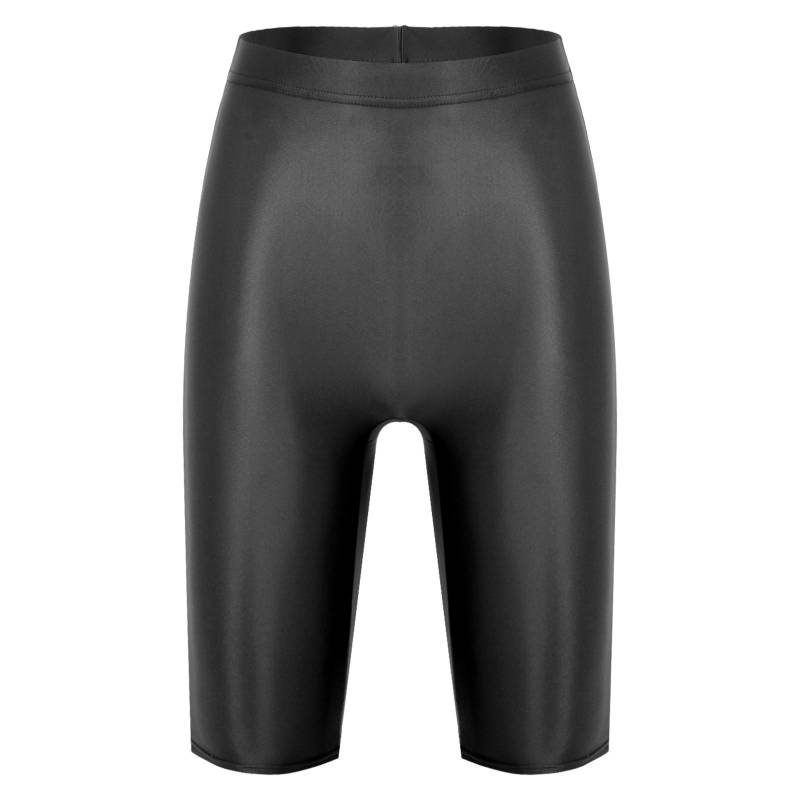 Damen High Waist Glänzende Shorts Elastische Passform Workout Leggings Bademode Sportlich Lässige Unterteile XL schwarz von Joom DACH