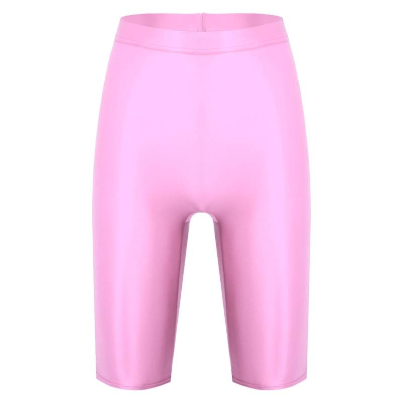 Damen High Waist Glänzende Shorts Elastische Passform Workout Leggings Bademode Sportlich Lässige Unterteile XL rosa von Joom DACH
