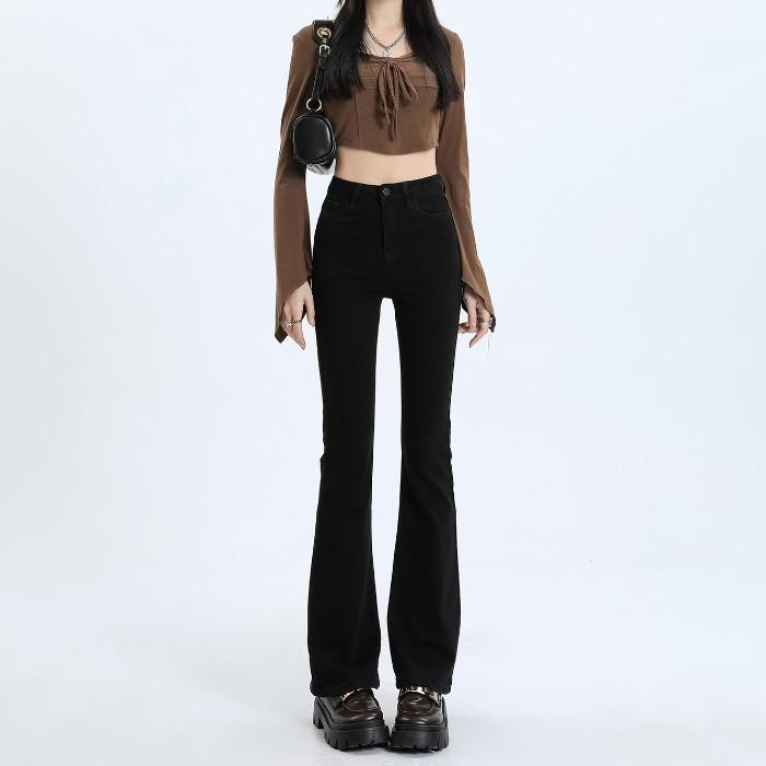 Damen High Waist Schlagjeans: Frühling & Herbst Koreanischer Retro-Stil XS von Joom DACH