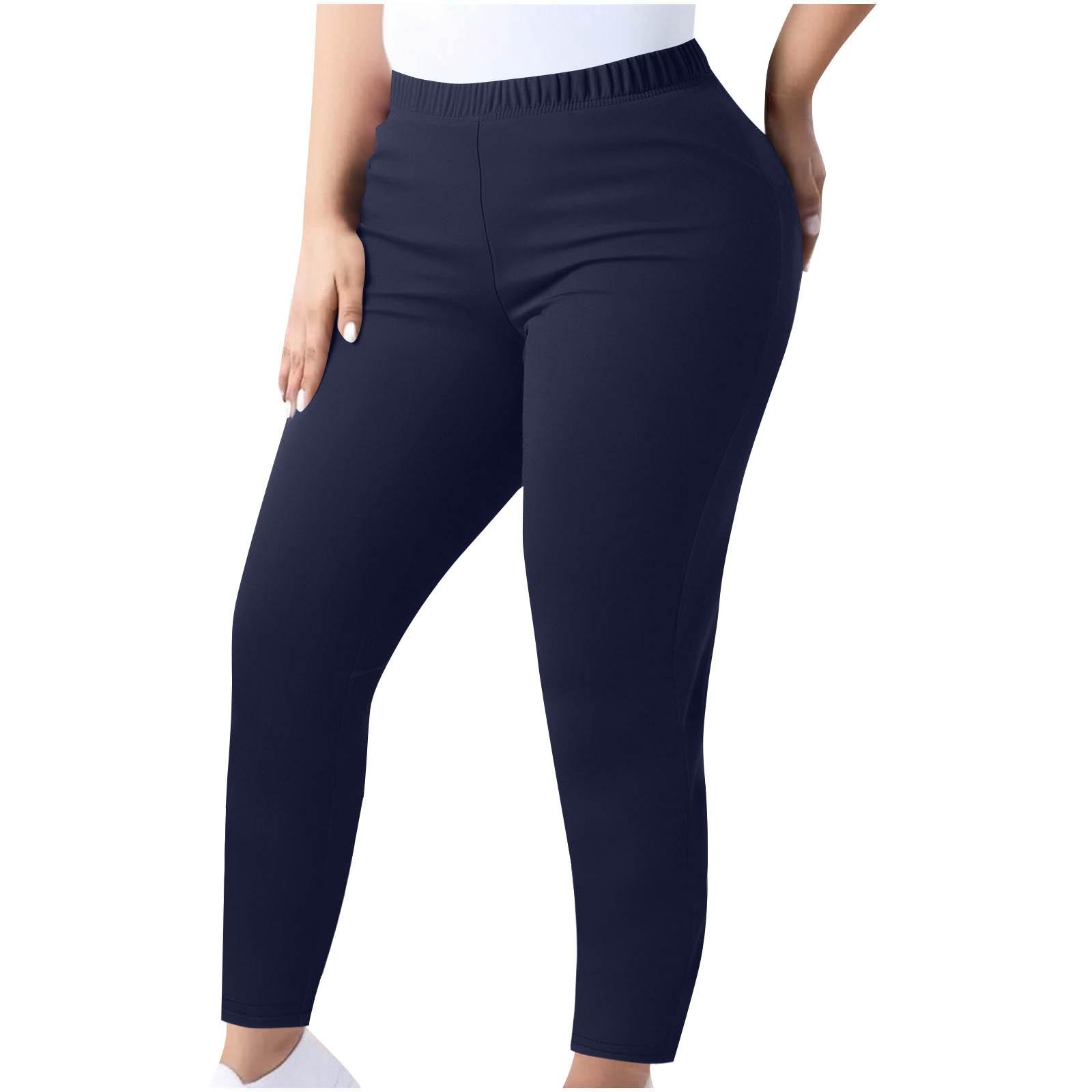 Damen High-Waist Schlankmachende Leggings Übergröße Elastischer Bund Beine Lange Hose XXXXL dunkelblau von Joom DACH