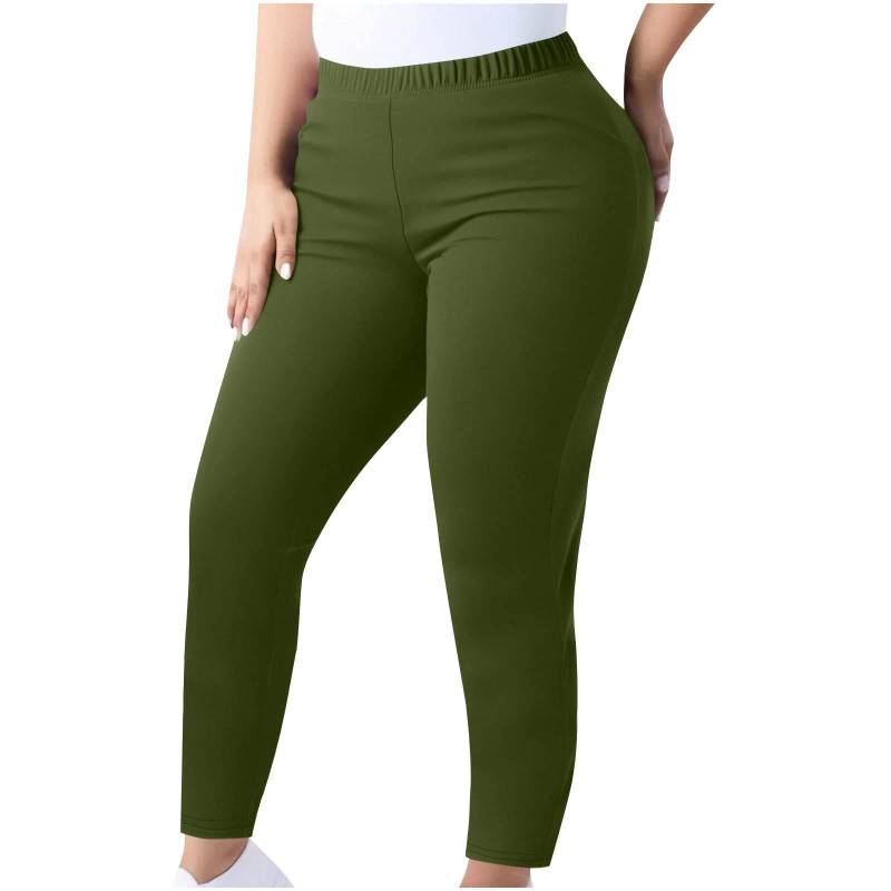 Damen High-Waist Schlankmachende Leggings Übergröße Elastischer Bund Beine Lange Hose XXXXXL armee grüne von Joom DACH