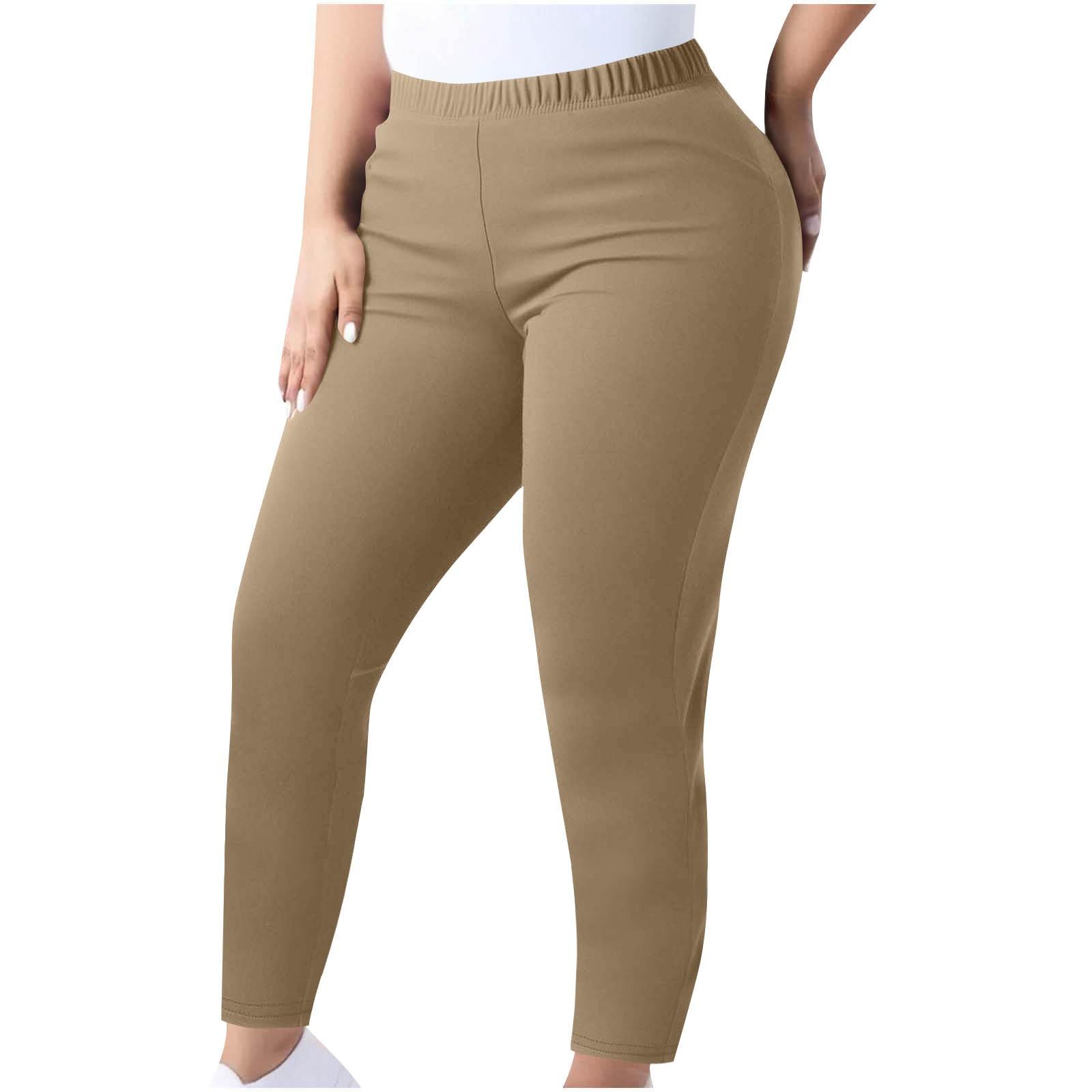 Damen High-Waist Schlankmachende Leggings Übergröße Elastischer Bund Beine Lange Hose XXXXXL khaki von Joom DACH