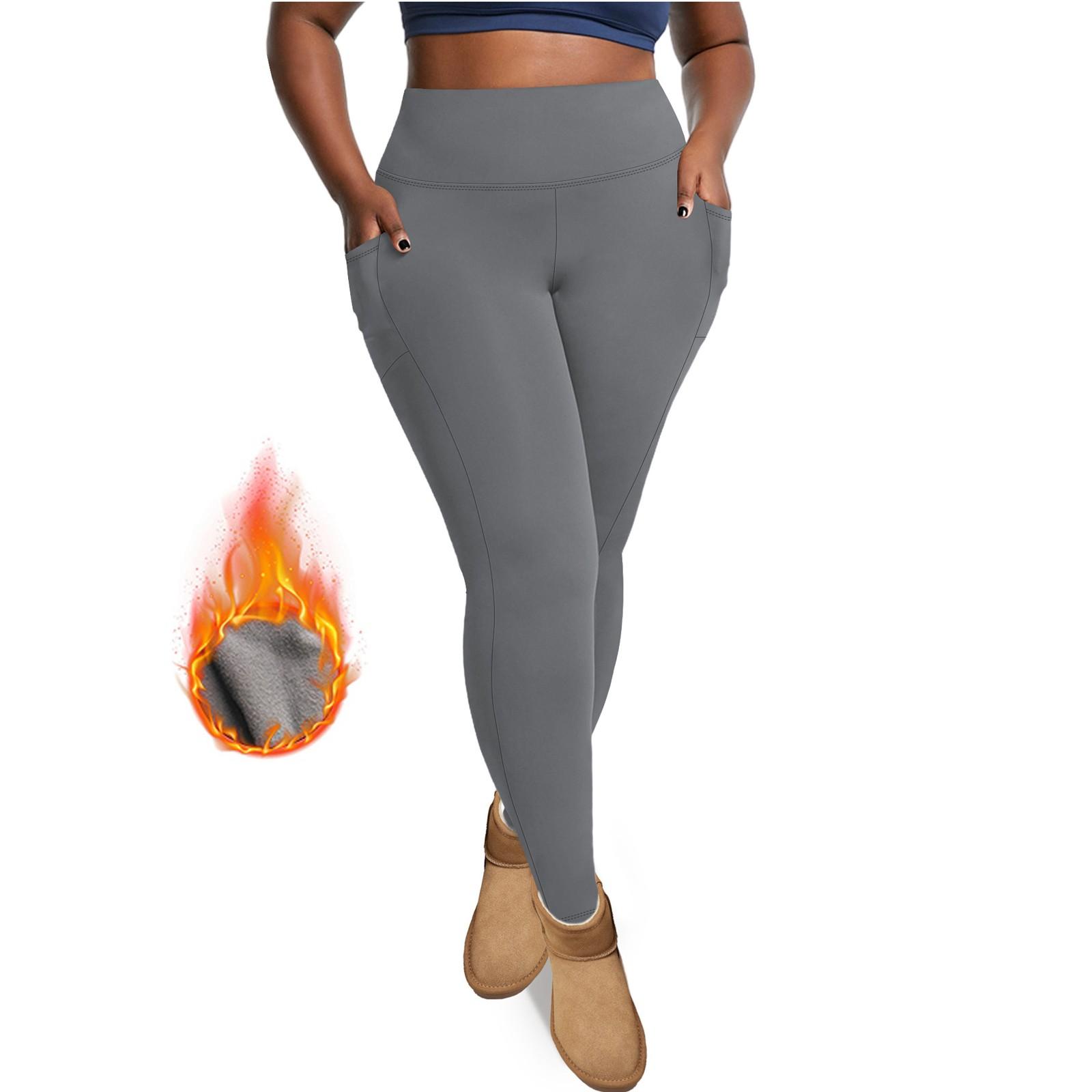 Damen Hoch taillierte Hip Lift Pocket Große Sportbekleidung Sport Plus Fleece Yogahose Neun-Punkt-Hose XXXXXL von Joom DACH