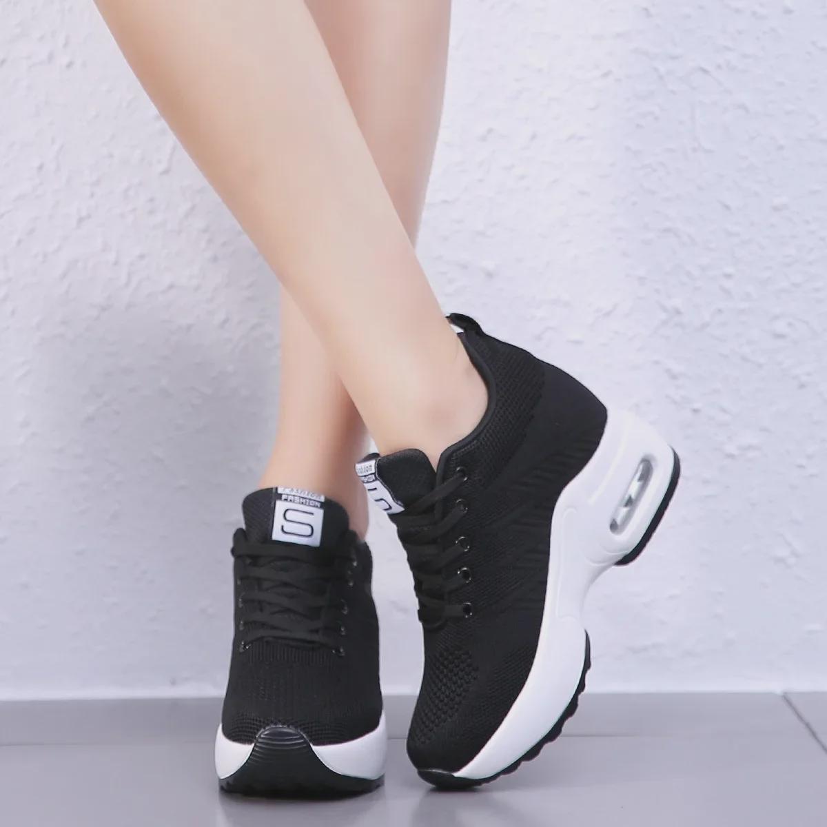 Damen Höhenverstärkende 8cm Mesh Sneaker Wedges - Atmungsaktives Luftkissen, Größe 33-41 37 von Joom DACH
