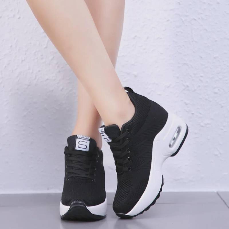 Damen Höhenverstärkende 8cm Mesh Sneaker Wedges - Atmungsaktives Luftkissen, Größe 33-41 37 von Joom DACH