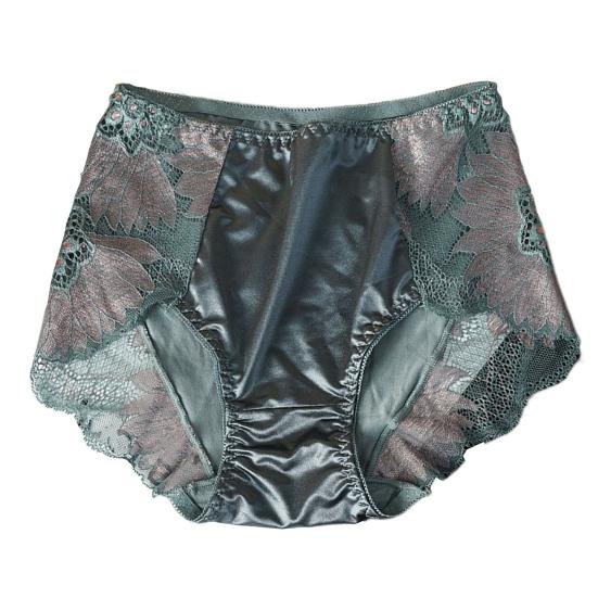 Damen Höschen Spitze Blumenstickerei Mittlere Taille Elastische Weiche Atmungsaktive Antiseptische Glänzende Eis Seide Dame Unterhose Slips Unterwäsche L grün von Joom DACH