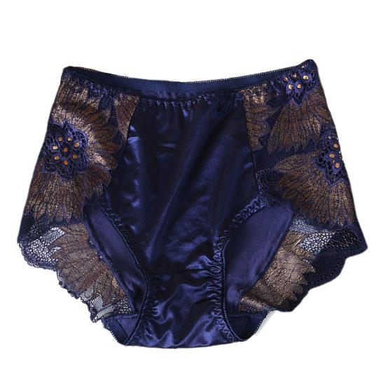 Damen Höschen Spitze Blumenstickerei Mittlere Taille Elastische Weiche Atmungsaktive Antiseptische Glänzende Eis Seide Dame Unterhose Slips Unterwäsche XL blau von Joom DACH