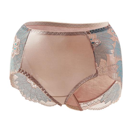 Damen Höschen Spitze Blumenstickerei Mittlere Taille Elastische Weiche Atmungsaktive Antiseptische Glänzende Eis Seide Dame Unterhose Slips Unterwäsche XL rosa von Joom DACH