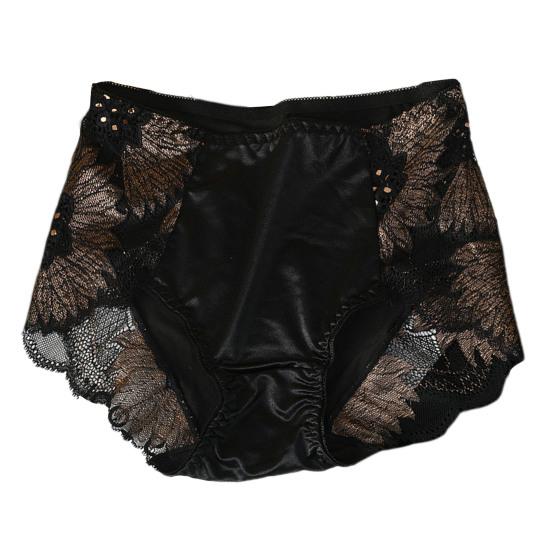 Damen Höschen Spitze Blumenstickerei Mittlere Taille Elastische Weiche Atmungsaktive Antiseptische Glänzende Eis Seide Dame Unterhose Slips Unterwäsche XL schwarz von Joom DACH