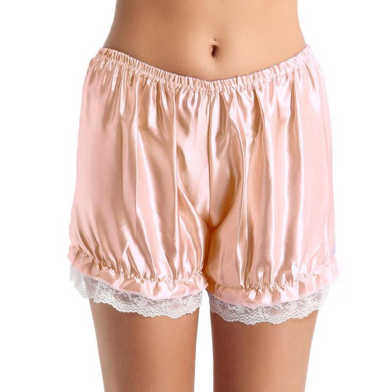 Damen-Höschen mit Spitzensaum, Unterwäsche, Sissy-Knickers, Tanz-Bloomers-Shorts One Size rosa perle von Joom DACH