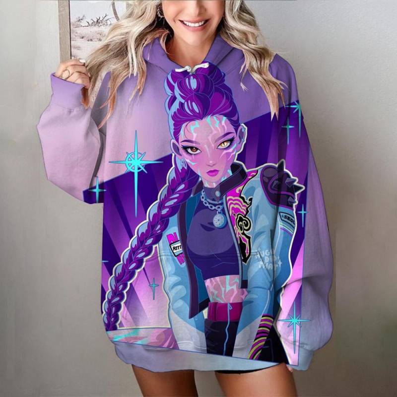 Damen Hoodie KPop Dämonenjäger Sweatshirt Kapuze Lässig Personalisiert Streetwear Urlaubsbekleidung XXXL von Joom DACH