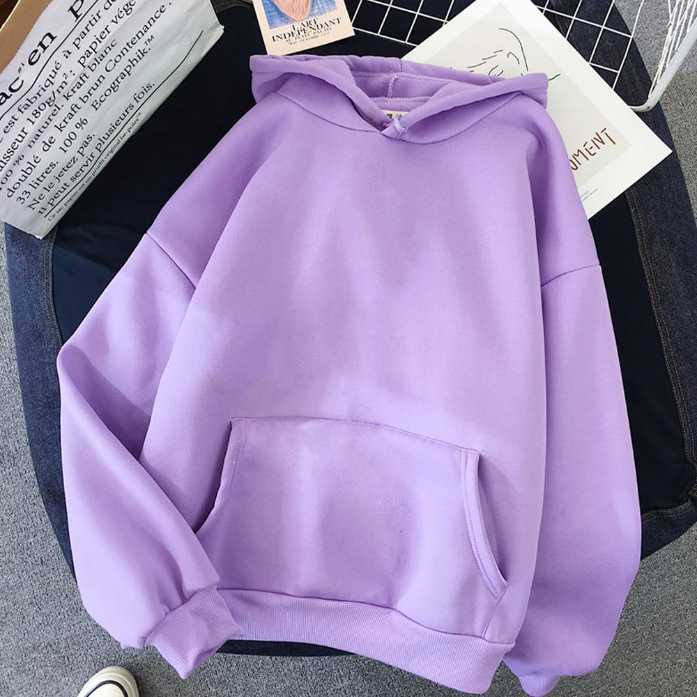 Damen Hoodies Langarm Hoodie Winter Plüsch Einfarbig Hoodies Sweatshirt S violett von Joom DACH