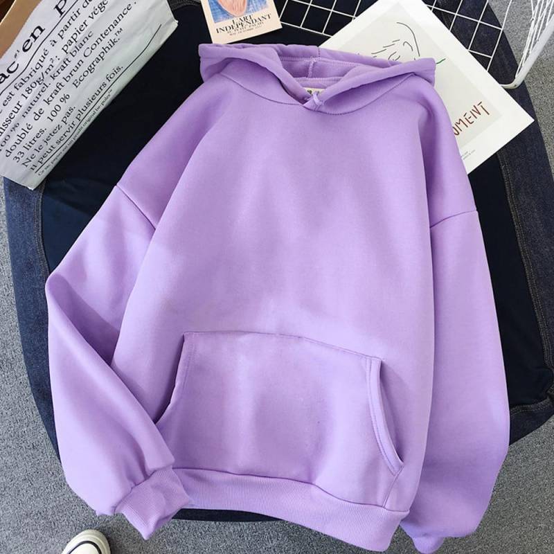 Damen Hoodies Langarm Hoodie Winter Plüsch Einfarbig Hoodies Sweatshirt S violett von Joom DACH