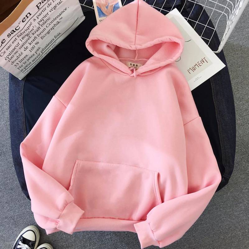 Damen Hoodies Langarm Hoodie Winter Plüsch Einfarbig Hoodies Sweatshirt S rosa von Joom DACH