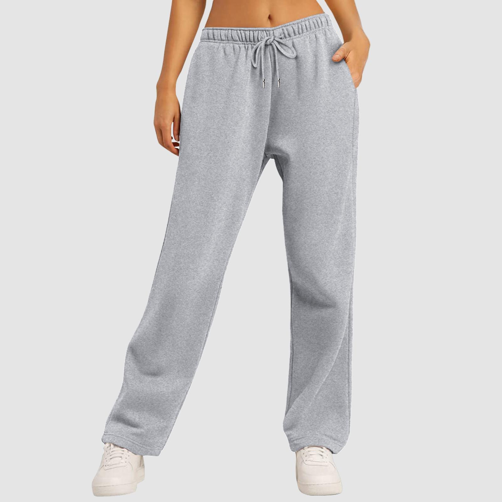 Damen Hose Sport Jogging Fleece Gefüttert Jogginghose Gerade Bein Hose Bottom Joggers Workout Jogginghose Bottom Basic Pants M grau von Joom DACH