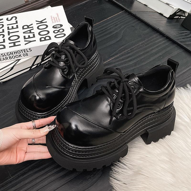 Damen JK Mary Jane Schuhe Mode Schnürschuhe Vintage Plateau Elegant Dicke Absatzschuhe 37 schwarz von Joom DACH