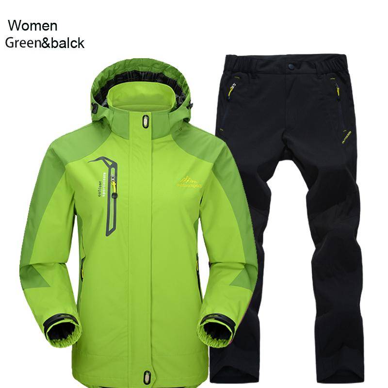 Damen Jacke Hose Wander Set Camping Frühling Herbst Outdoor Wasserdicht 20000MM Winddicht Anzug Trekking Mantel Hose M von Joom DACH