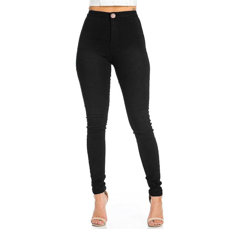 Damen Jeans Skinny Jeans High Waist Slim Leggings Bleistift Freizeithose XL schwarz von Joom DACH