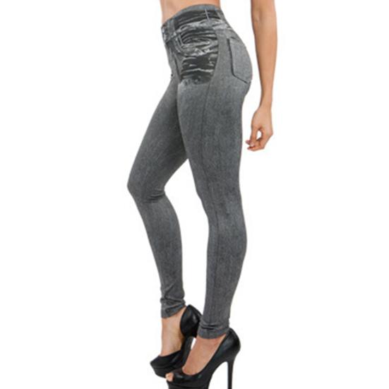 Damen-Jeans mit hoher Taille, schmalem Denim-Druck, Stretch-Bleistifthose 5XL grau von Joom DACH